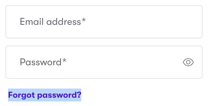 Skillshare login screen showing the “Forgot password?” link below the password field
